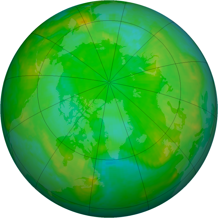 Arctic ozone map for 09 July 2000